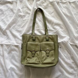 Liz Claiborne Y2K Leather Shoulder Bag with Keychain Charm